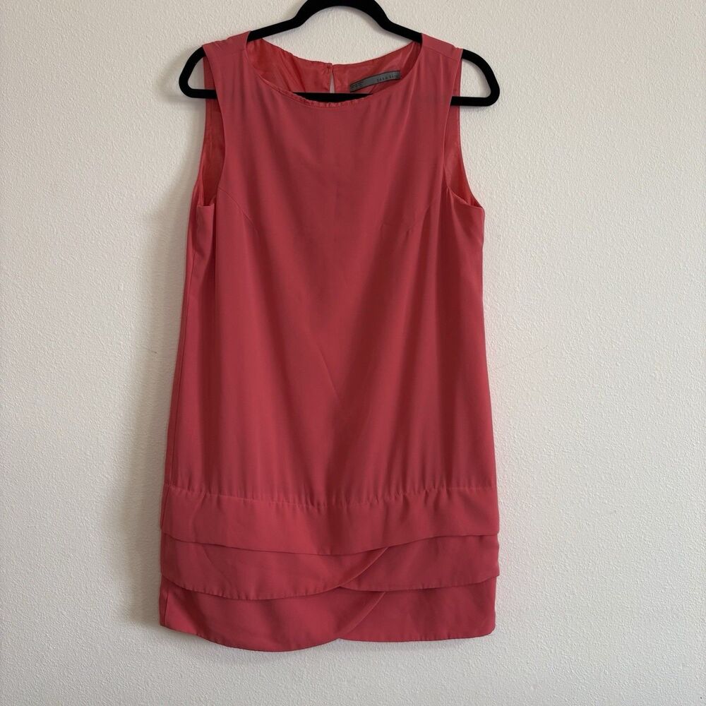 Zara Coral Sleeveless Dress with Scalloped Hem Size L